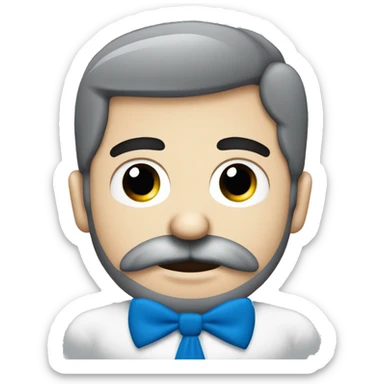 Hombre blanco con barba y bigote ojos azules pelo bajito camisa gris  sticker