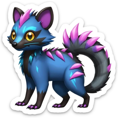 Edgy punky gothic dark gloomy colorful neon dusky Civet-Electrike-Manectric-Genet-Furret-Fakemon-Pokémon-fusion-creature  sticker