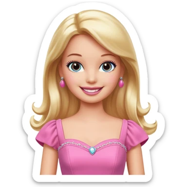 barbie wear pink dress sticker