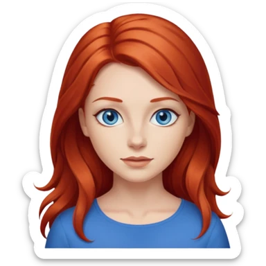 woman with middle to long red hair, blue eyes, fair skin sticker