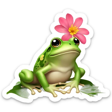 frog with flower sticker