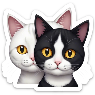Two cats one black and white and one just black sticker