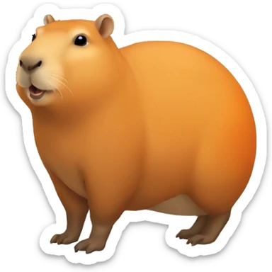A capybara avec une orange sur la rête sticker