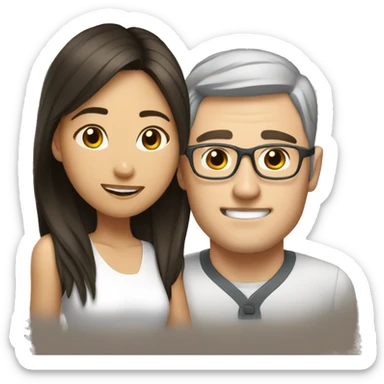 Asian hot girl with dorky white guy  sticker