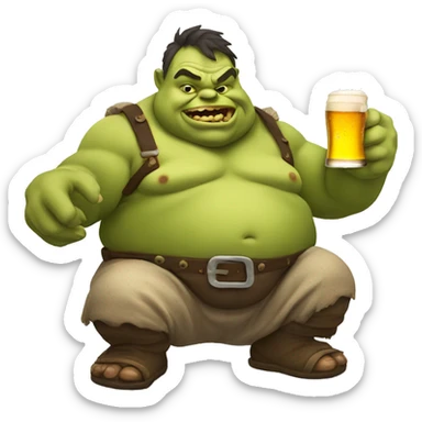 fat ogre with beer sticker