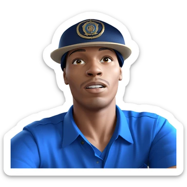 male officer in blue shirt sticker