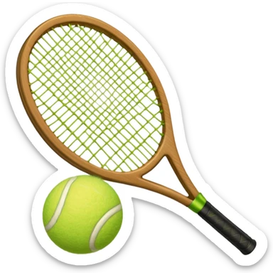Tennis racket with a green tennis ball sticker