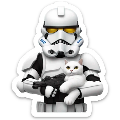 Stormtrooper holding up a cat sticker