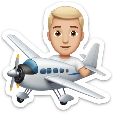 Man with white t shirt flying plane  sticker