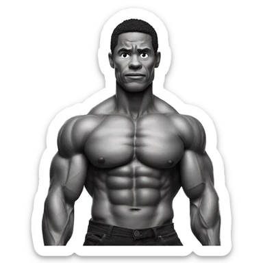 muscular man, ripped, black and white image sticker