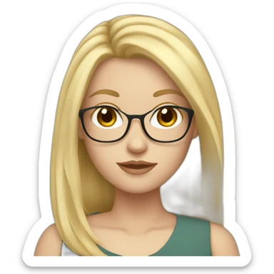 white girl with glass and blonde hair sticker