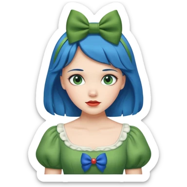snow white with green dress blue hair bow and green eyes sticker