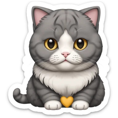 scottish fold cat with folded ears and all fur gray sticker