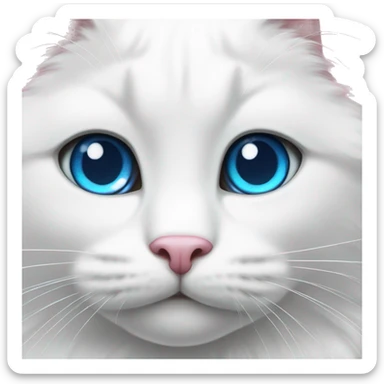 white cat with a pink bow and blue eyes sticker
