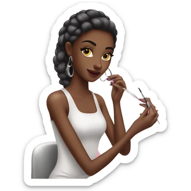 Girl getting a manicure at nail salon sticker