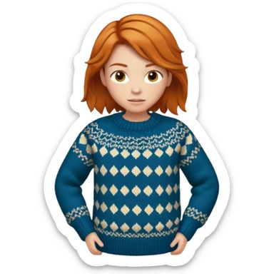 Knitted ginger hair sticker
