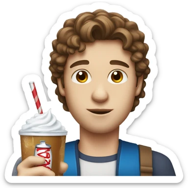 male portrait with brown hair and blue eyes drinking a diet cream soda  sticker