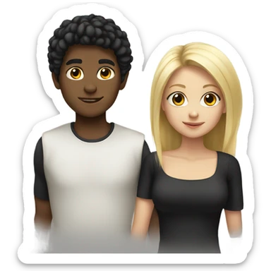 blonde boy and black haired girl  sticker