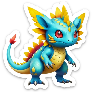 cool exotic fantasy-creature-Fakémon-Pokémon, full body, with markings sticker