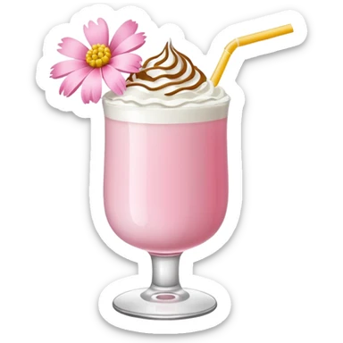 Pink Mimosa drink with flower  and whipped cream sticker
