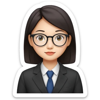 asian female accountant with eyeglasses, round face sticker