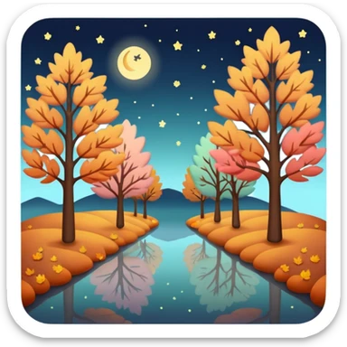 soft pastel autumn night lights sticker