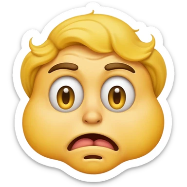 stinky smelly yellow emoji face, cartoon style, wavy stink lines, disgusted expression sticker