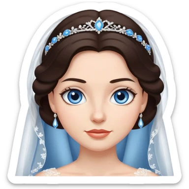 Bride with dark brown hair and blue eyes  sticker