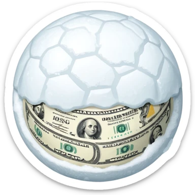 Snow ball with dollar bills  sticker