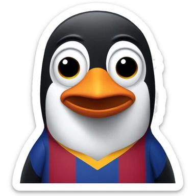 penguin wearing a barcelona jersey sticker