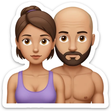 Young light brunette missing her muscular bald beard husband sticker