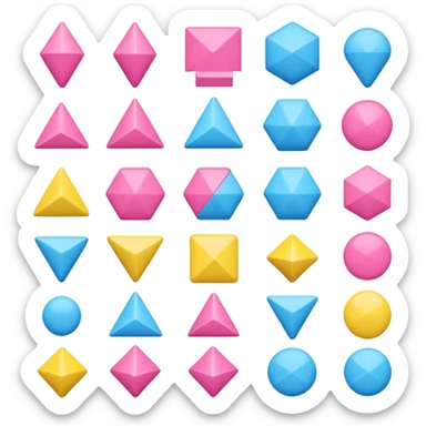 A collection of pink and blue and yellow shapes sticker