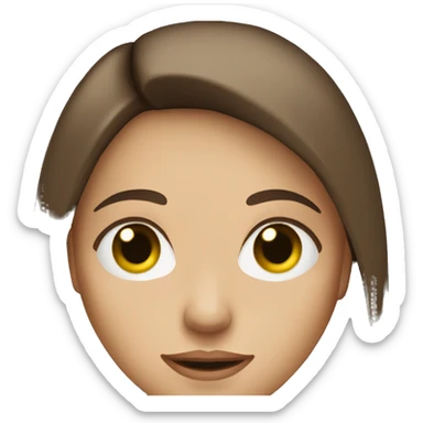 woman with green eyes and straight brown hair past shoulder sticker