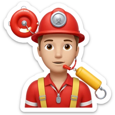 lifeguard portrait, head and shoulders only, wearing red lifeguard uniform, rescue whistle and buoy strap visible, confident alert expression, beach safety vibe, 3D cartoon, mobile game icon style, clean background, no text, no watermark
 sticker