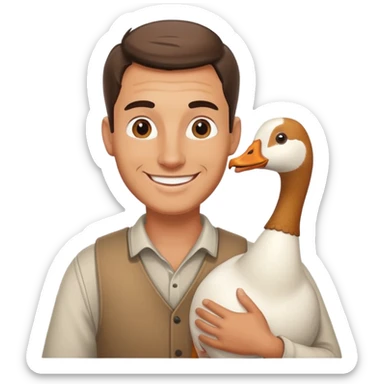 man with goose sticker