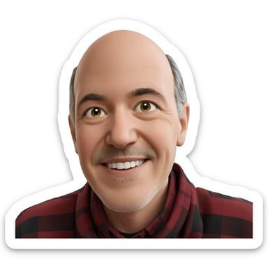 smiling boy by christmas tree sticker