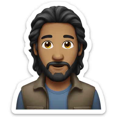 gay man with long black hair and little beard sticker