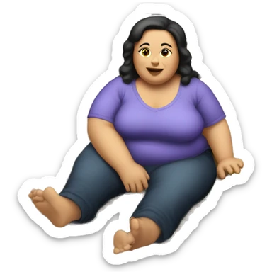 Extremely chubby woman sitting in the truck bed of a 2006 sliverado  sticker