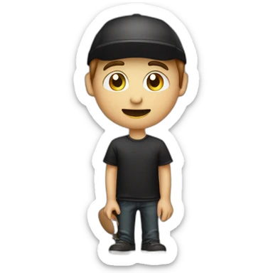 drummer-man,-caucasian,-with-a-marron-cap,,-with-a-grimace-gesture-and-black-t-shirt sticker