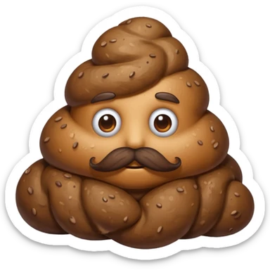 Poop with a mustache sticker
