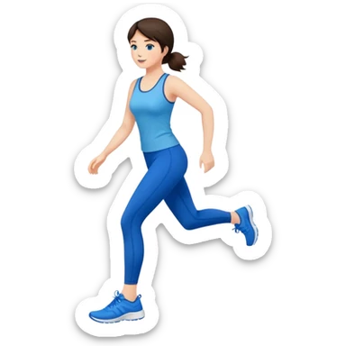 Short brunette, leggings, blue walking shoes sticker