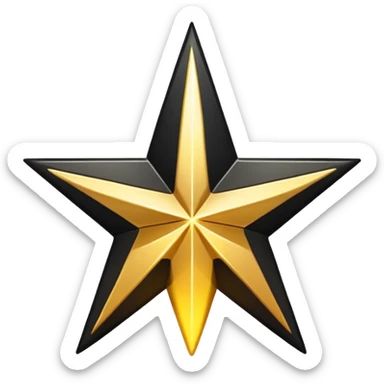 half golden and half black star, diagonal split sticker