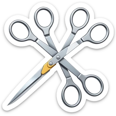 two scissors crossing each other from diffrent directions, like if the are facing each other sticker