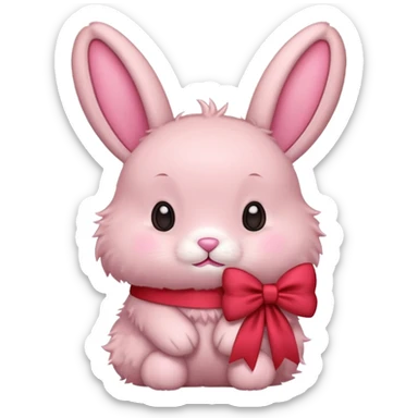 pink bunny with bow
 sticker