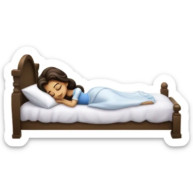 Sleeping brunette beauty princess Disney, bed, white bed sticker