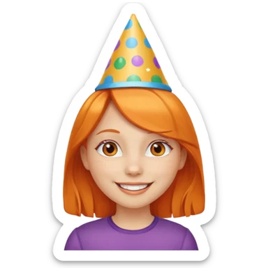 party hatted orange haired girl sticker