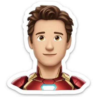 Tom Holland with a iron man costume sticker