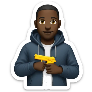 Black man with hoodie and water gun sticker