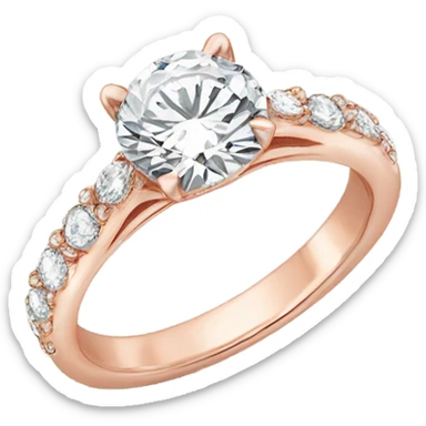 Rose gold engagement ring with round diamond sticker