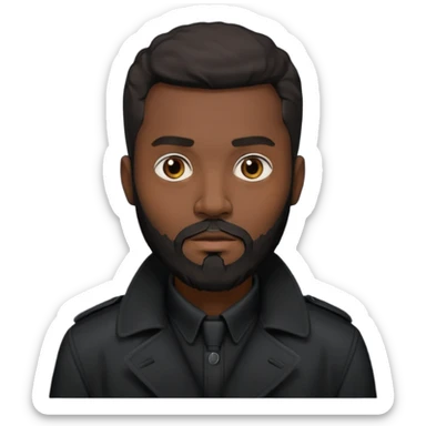 black bearded man in black shirt in black trenchcoat  sticker
